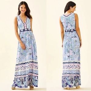 NWT - Lilly Pulitzer McKinley Maxi Dress, Blue Peri Lapis Lanterns, size 12